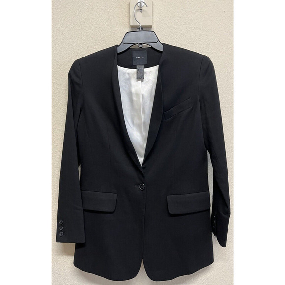 Smythe Women's Long Shawl Collar Blazer Size 4 in Black Wool Blend